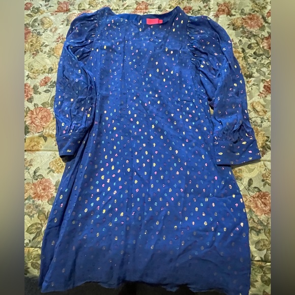 Lilly Pulitzer Maisel Silk Dress Blue with Colorful Polka Dots Size 4 NWOT - Picture 1 of 3